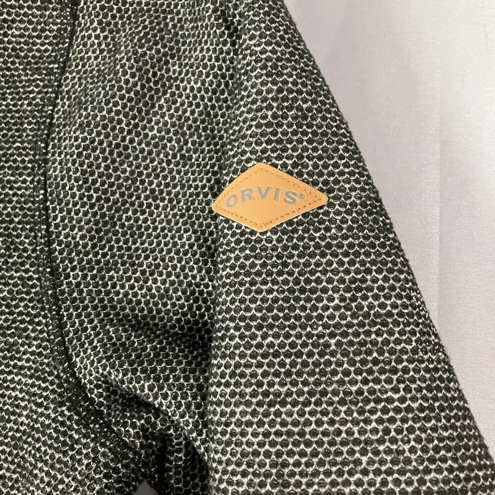 Orvis Sweater Mens Medium Gray Quarter Zip‎ Sherpa Lined Fleece Pockets Knit